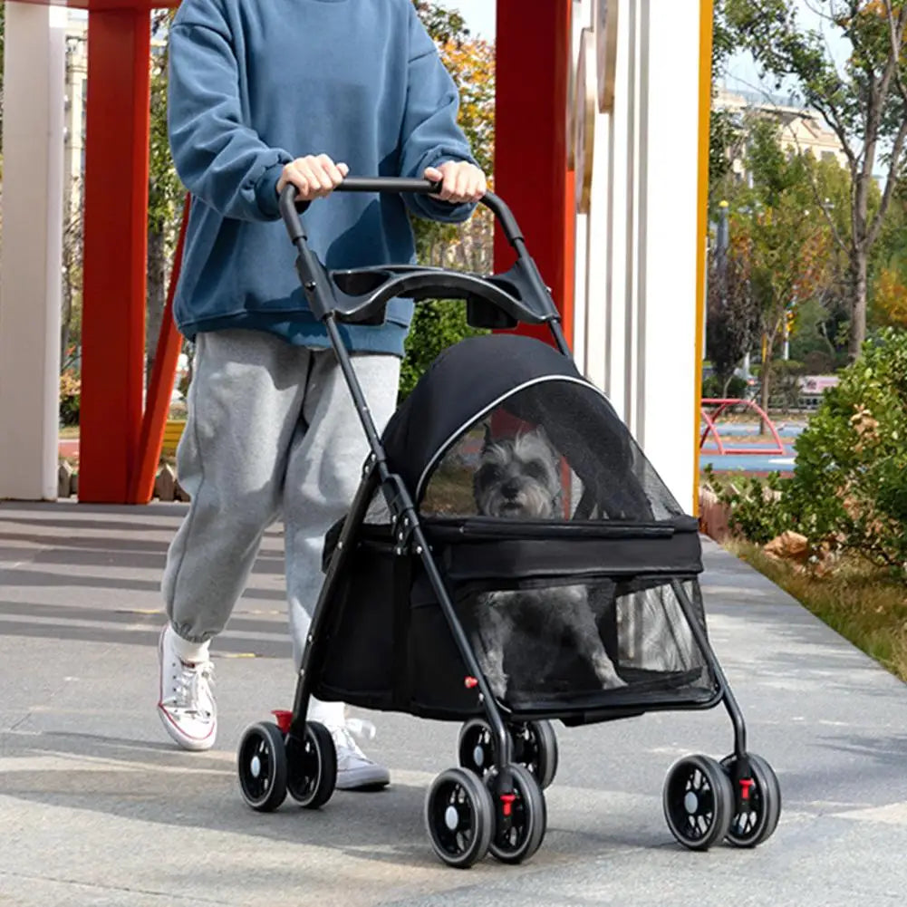 4-Wheel Pet Stroller – Foldable Travel Stroller - Pawfectly Heaven