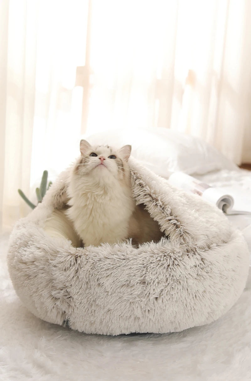 Plush Round Cat Bed - Pawfectly Heaven