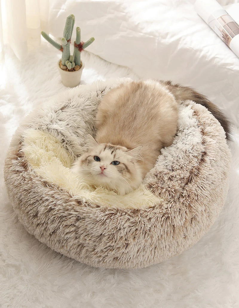 Plush Round Cat Bed - Pawfectly Heaven