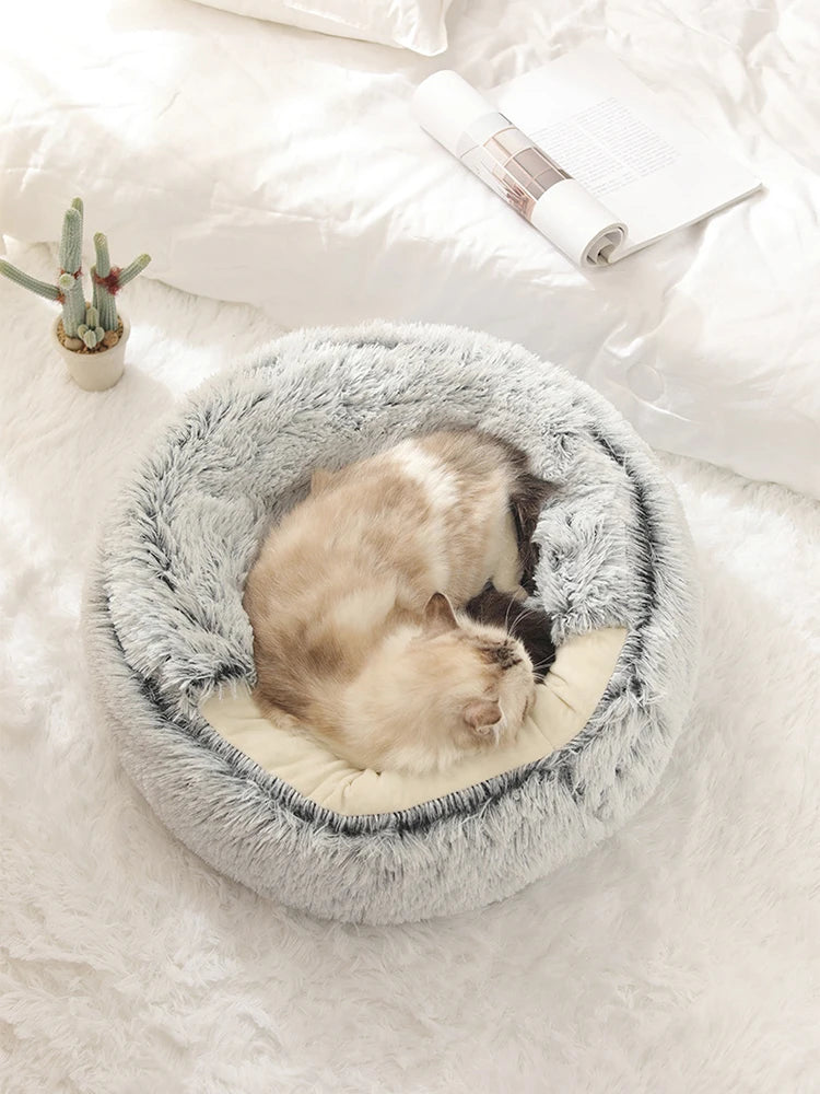 Plush Round Cat Bed - Pawfectly Heaven